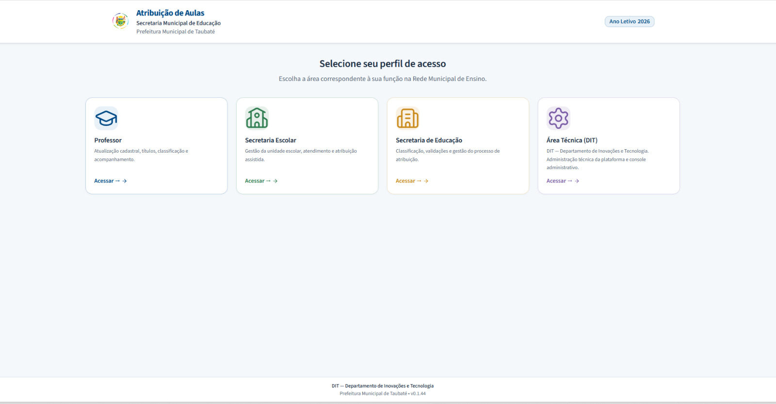 Atribuição de Aulas — Prefeitura de Taubaté